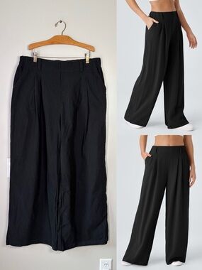 Halara Black Cotton Wide Leg Pants